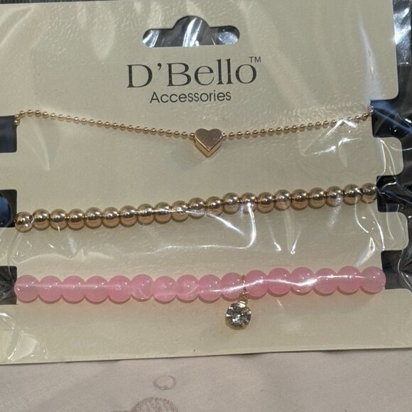 NWT D'Bello Accessories Pink and Gold Bracelet Set - Picture 1 of 1